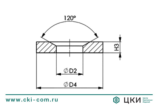 Шайба коническая DIN 6319 D чертёж