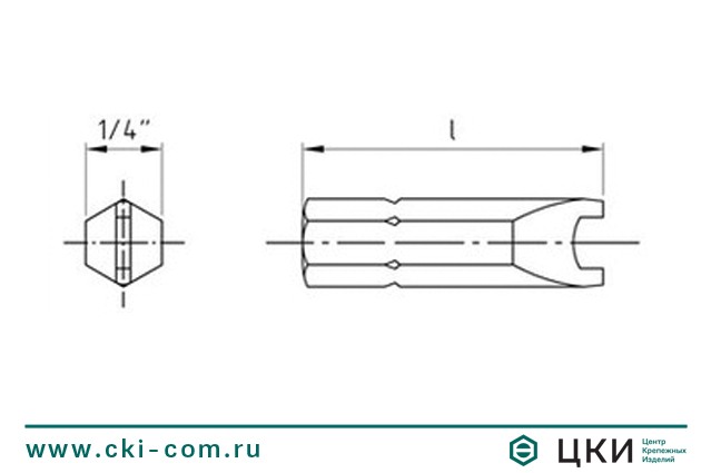 Бит для стопорных винтов art.9109 чертёж
