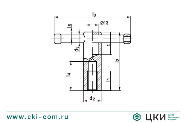 Воротковая зажимная гайка DIN 6307 с перекидной рукояткой чертёж