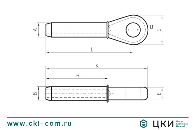 Обжимной наконечник троса SSC с ушком чертёж