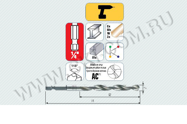 Сверло DIN 338 HSS-G HEX 1/4" Alpen Super