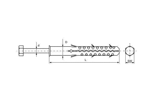 Дюбель MB-SS с шурупом HEX (6kt)